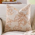 Autumn Throw Pillow Covers Jacquard Embroidery Ginkgo&Maple Leaf Wheat Cushion Case for Home Living Room Thanksgiving Decor