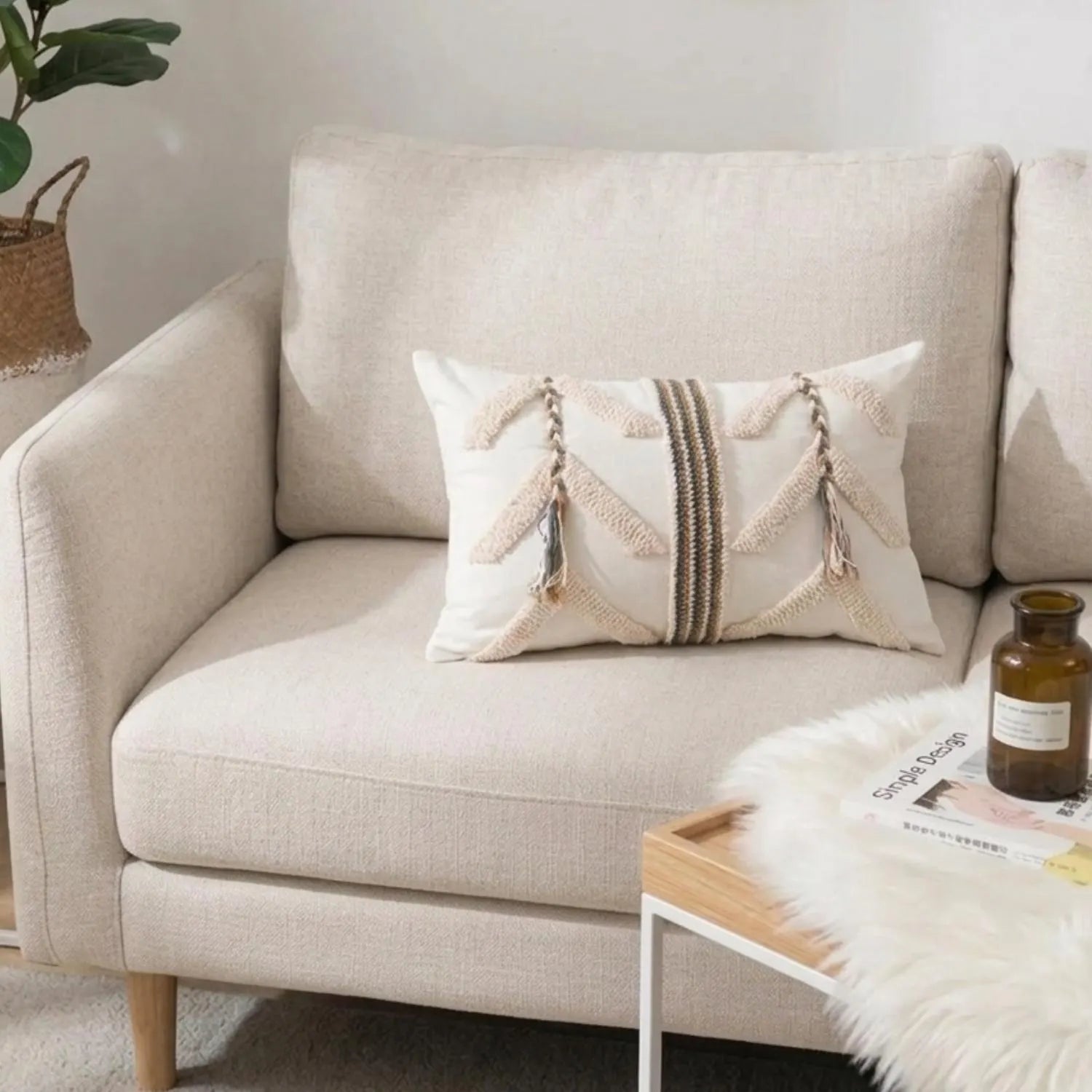 Cream Boho Tufted Pillow Covers