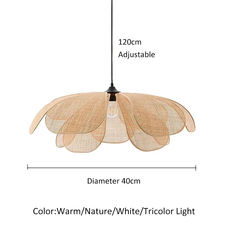 Rattan Woven Petal Pendant Lamp LED 3