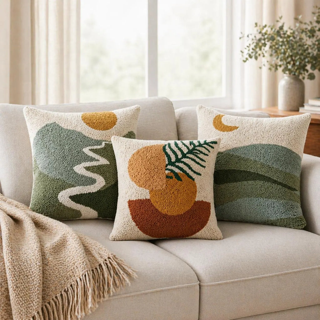 Boho Sunset Mountain Moon Pillow Cover 