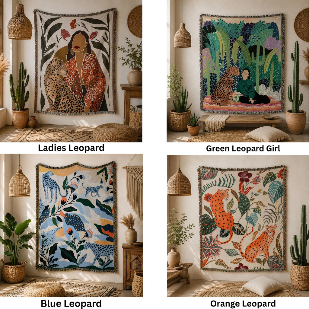 Boho Woven Leopard Lady Blanket