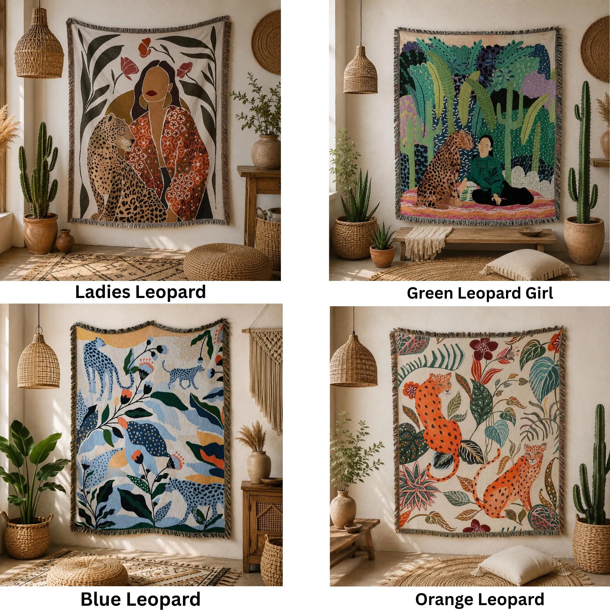 Boho Woven Leopard Lady Blanket