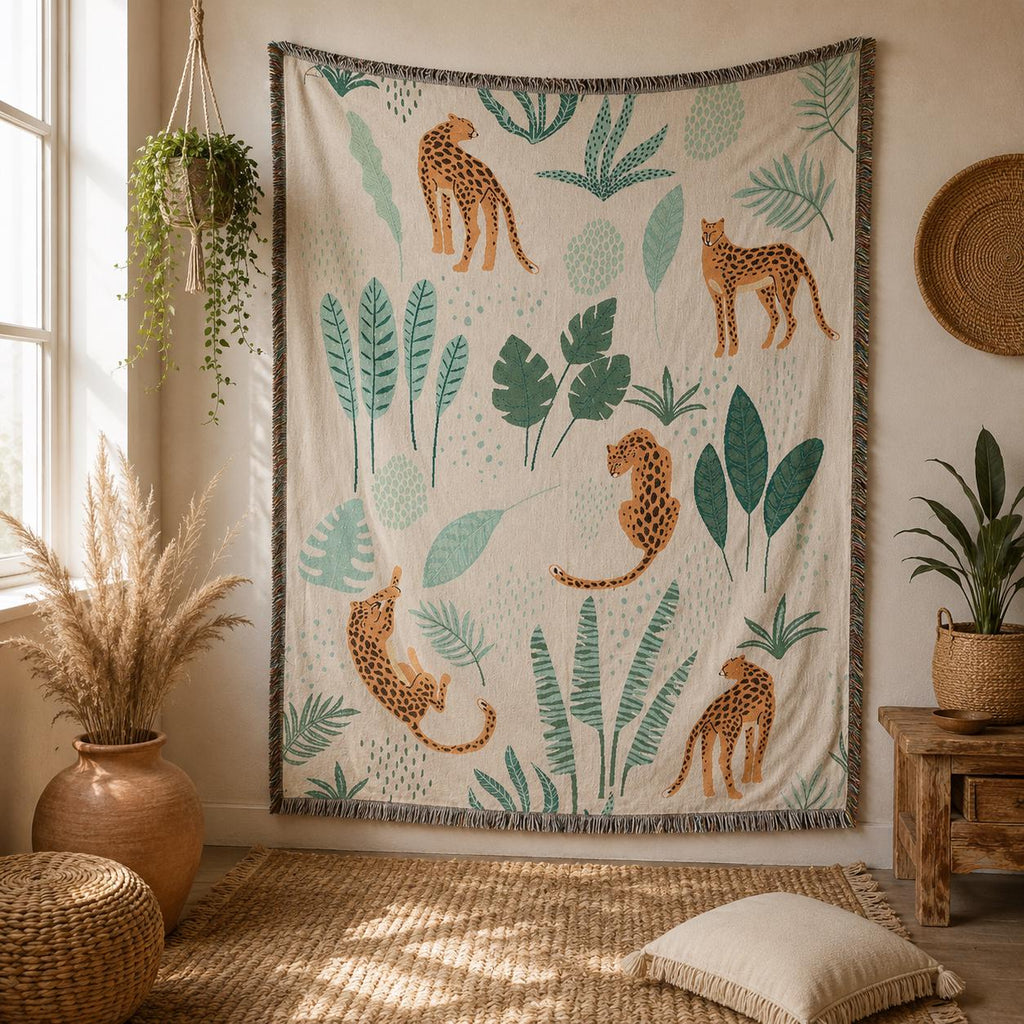 Boho Woven Leopard Lady Blanket