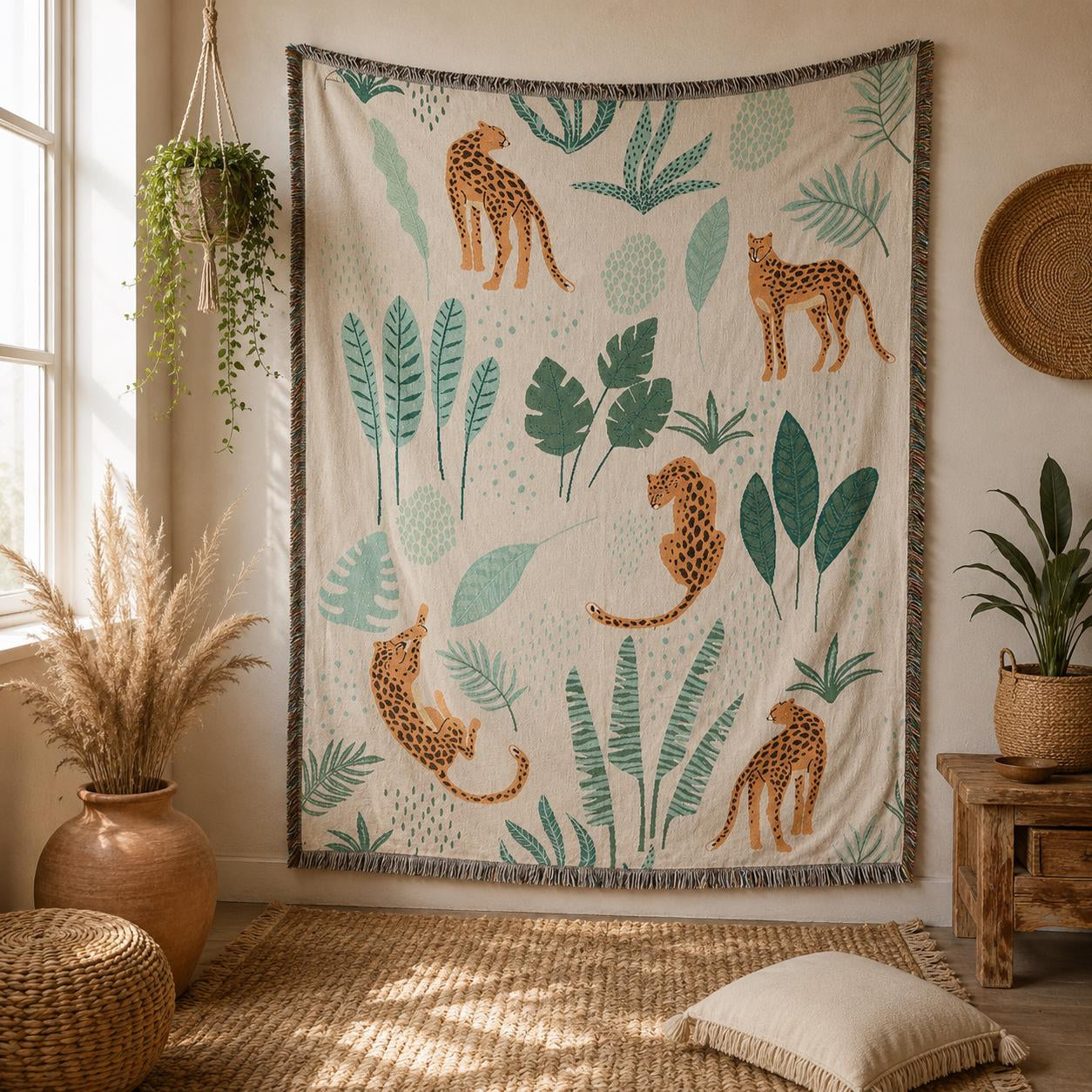 Boho Woven Leopard Lady Blanket