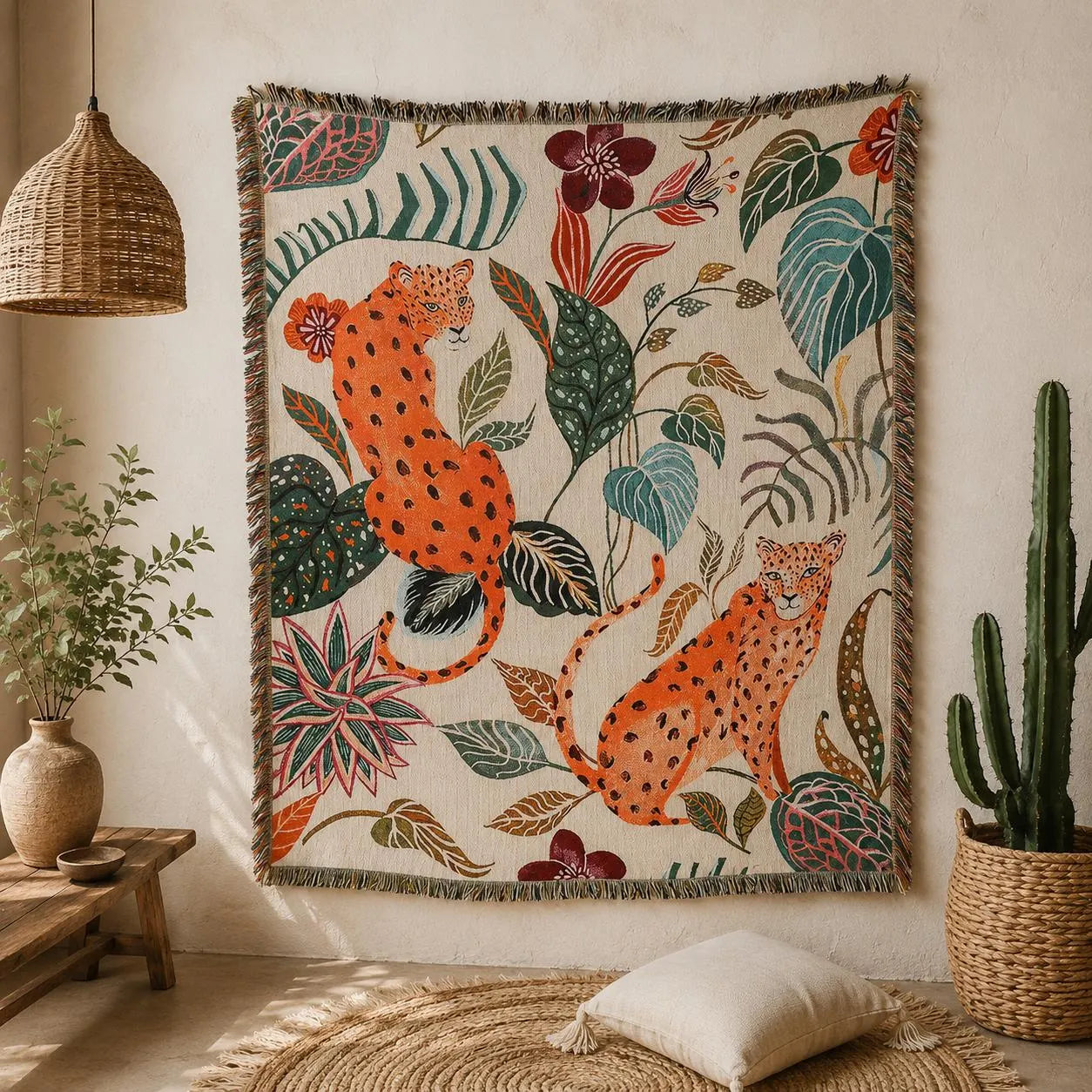 Boho Woven Leopard Lady Blanket