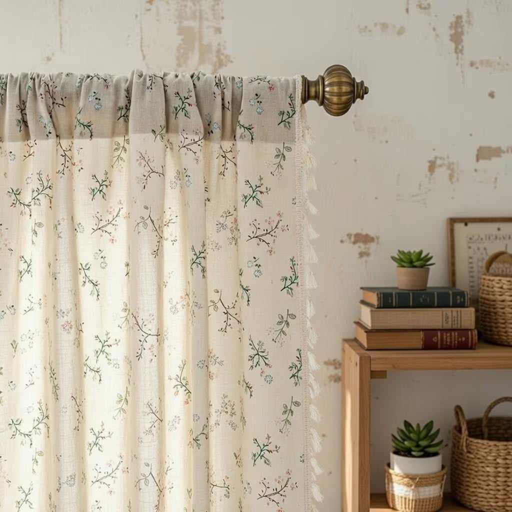 Crochet Lace Curtains Handmade Boho Tassel Trim Semi 