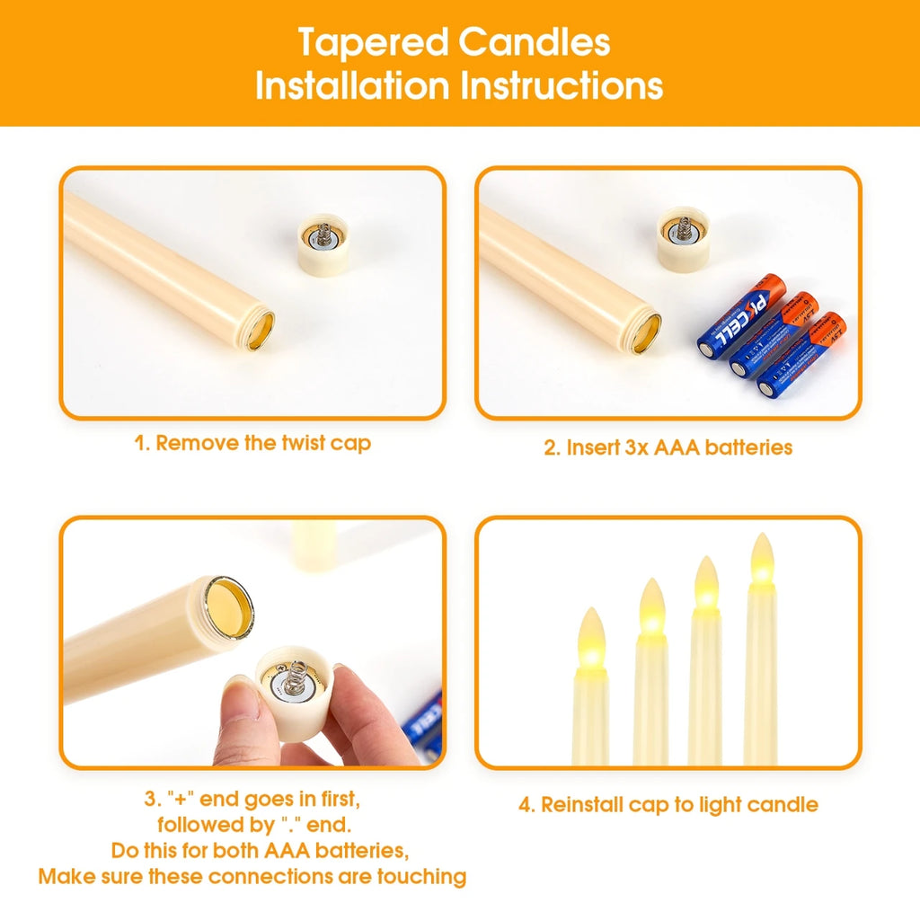 300 Hours Lighting Time Flameless LED Candle Warm Light Flickering Flame Simulation Table Candle for Holiday Wedding Home Decor