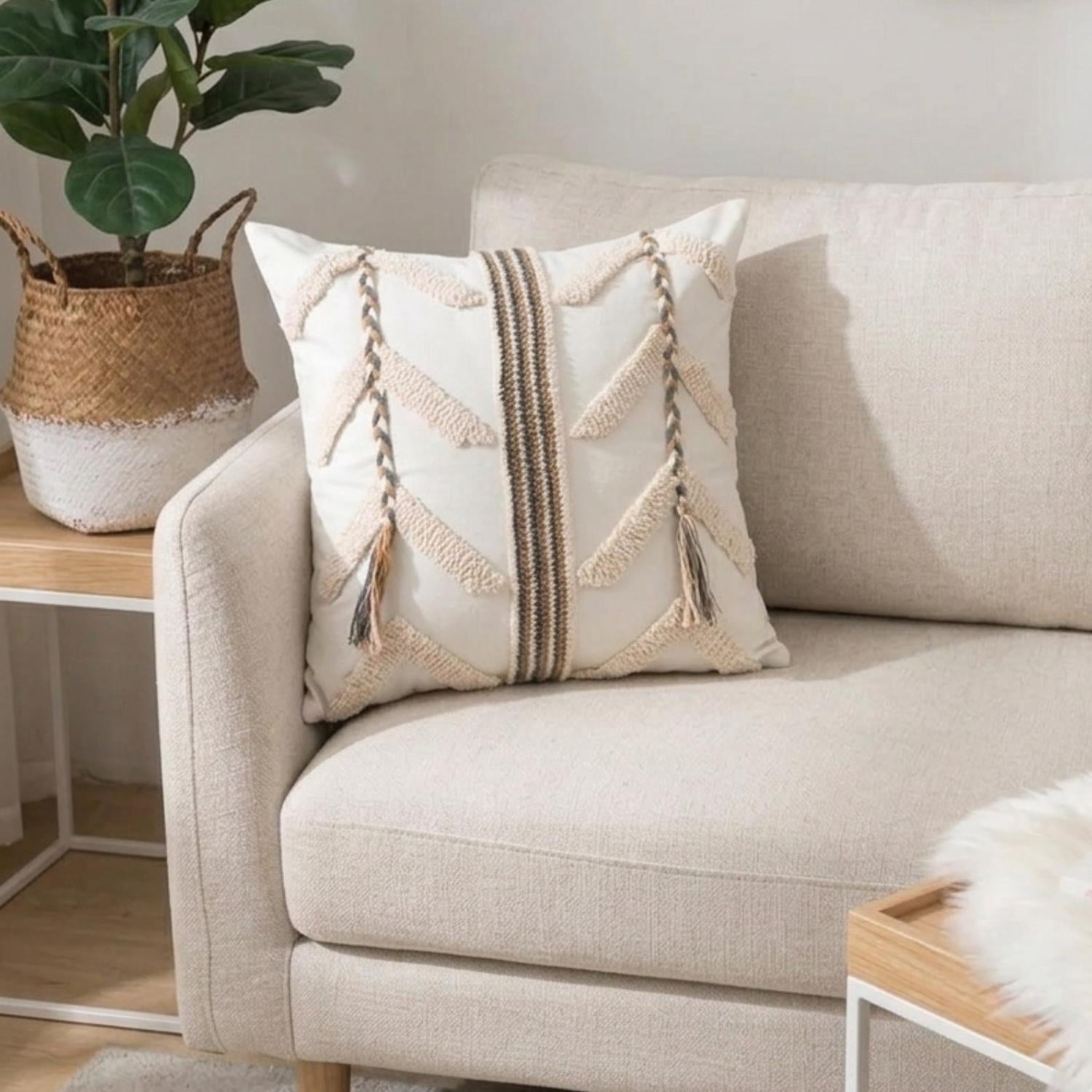 Cream Boho Tufted Pillow Covers