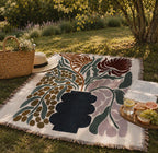 Boho Floral Woven Throw Blanket