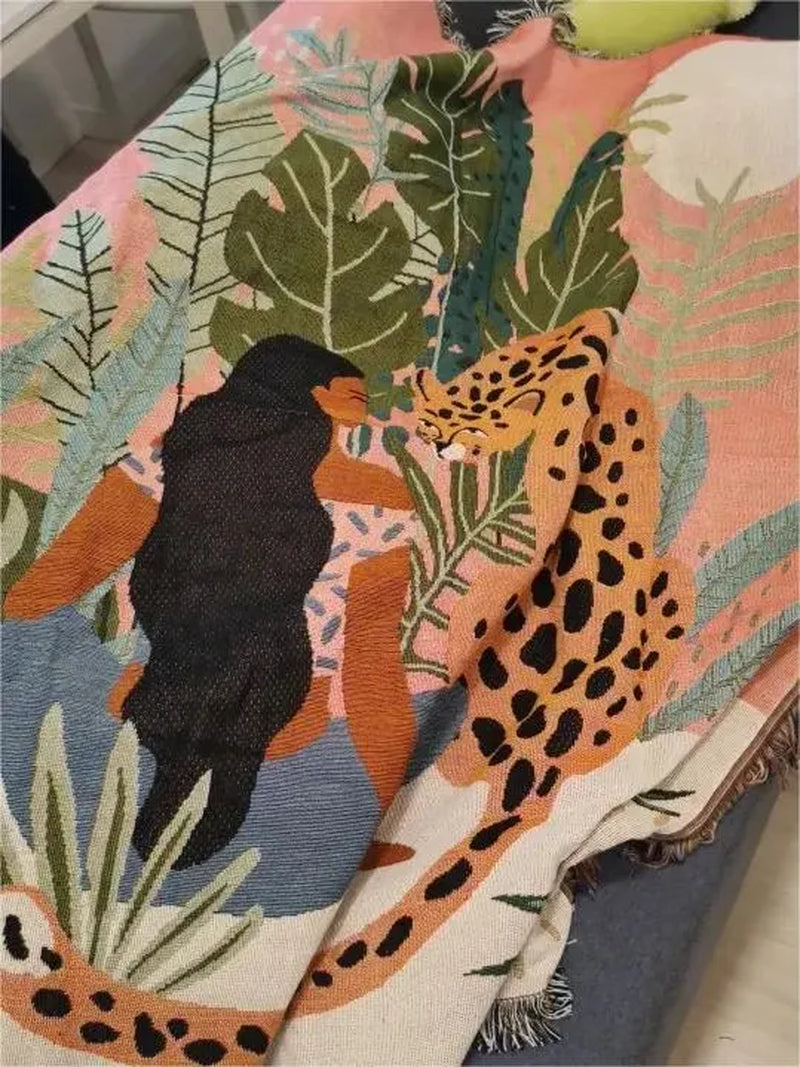Boho Woven Leopard Lady Blanket