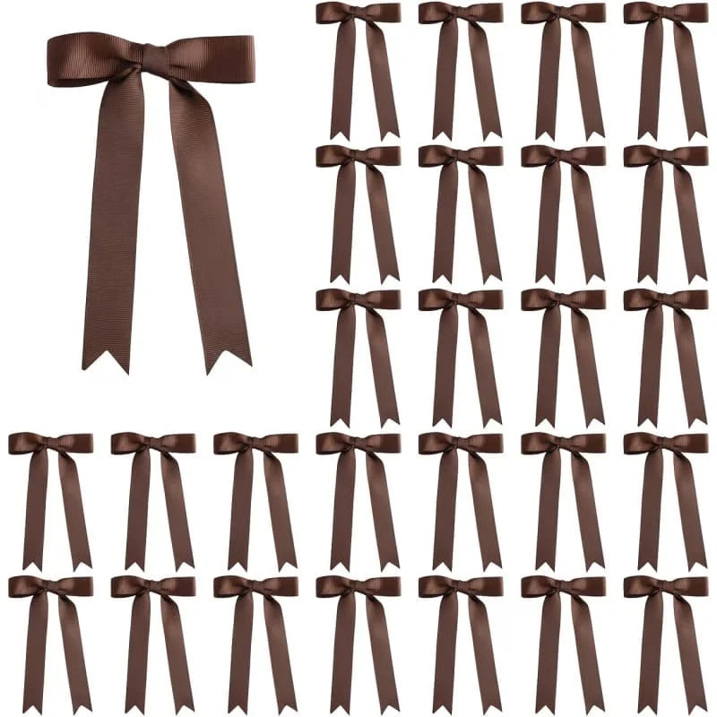 20Pcs Pre-Tied Brown Burgundy Dark Green Satin Bows, Ribbon Bowknot, Home Christmas Wreath Ornament, Gift Wrapping Decor