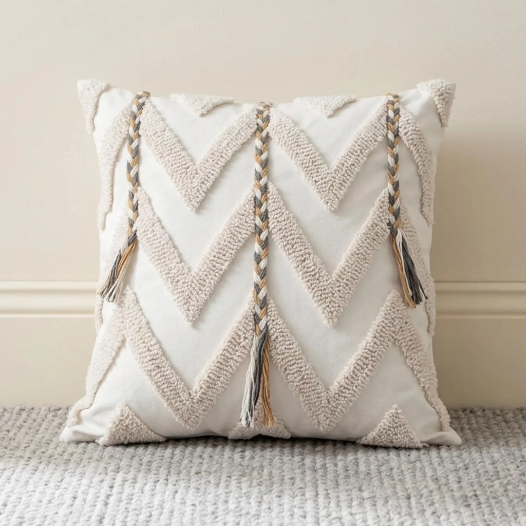 Cream Boho Tufted Pillow Covers
