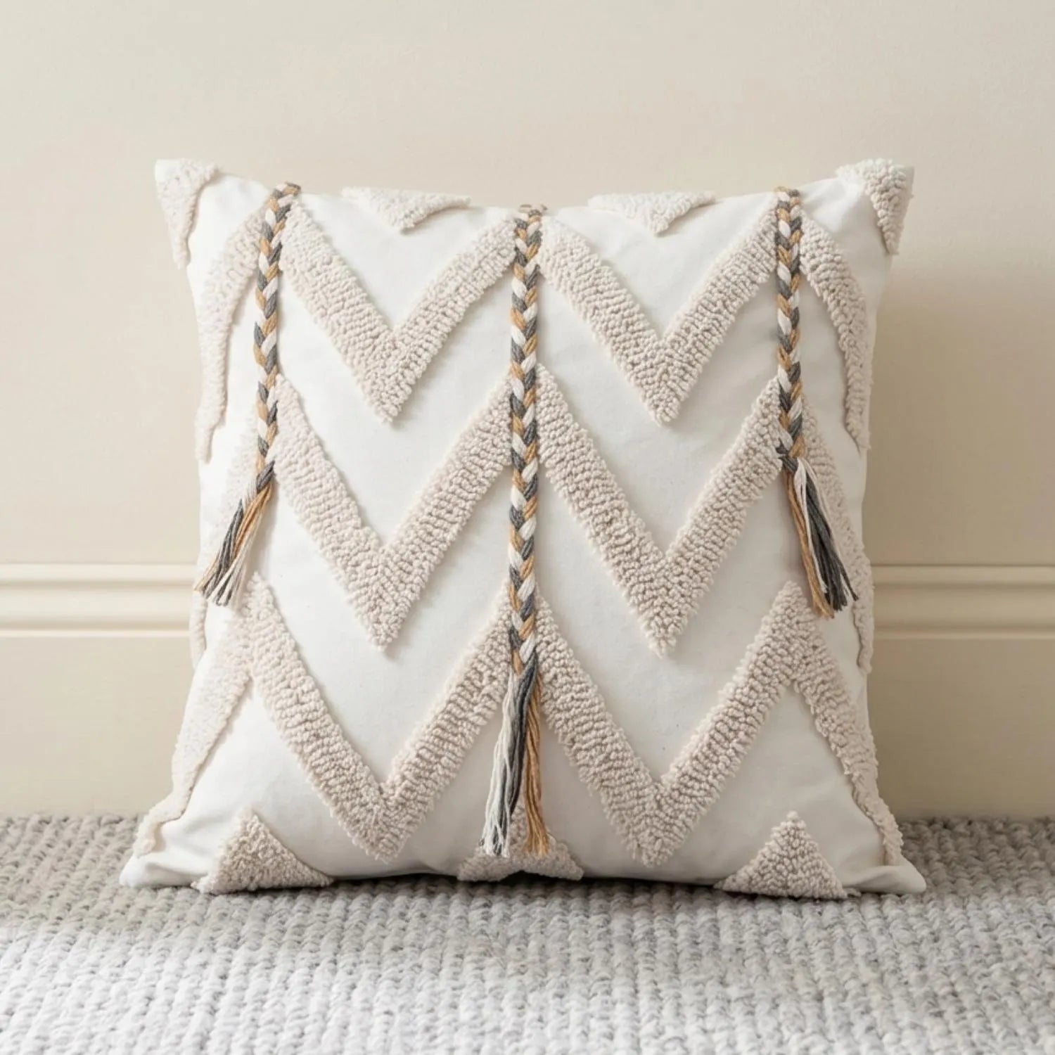 Cream Boho Tufted Pillow Covers