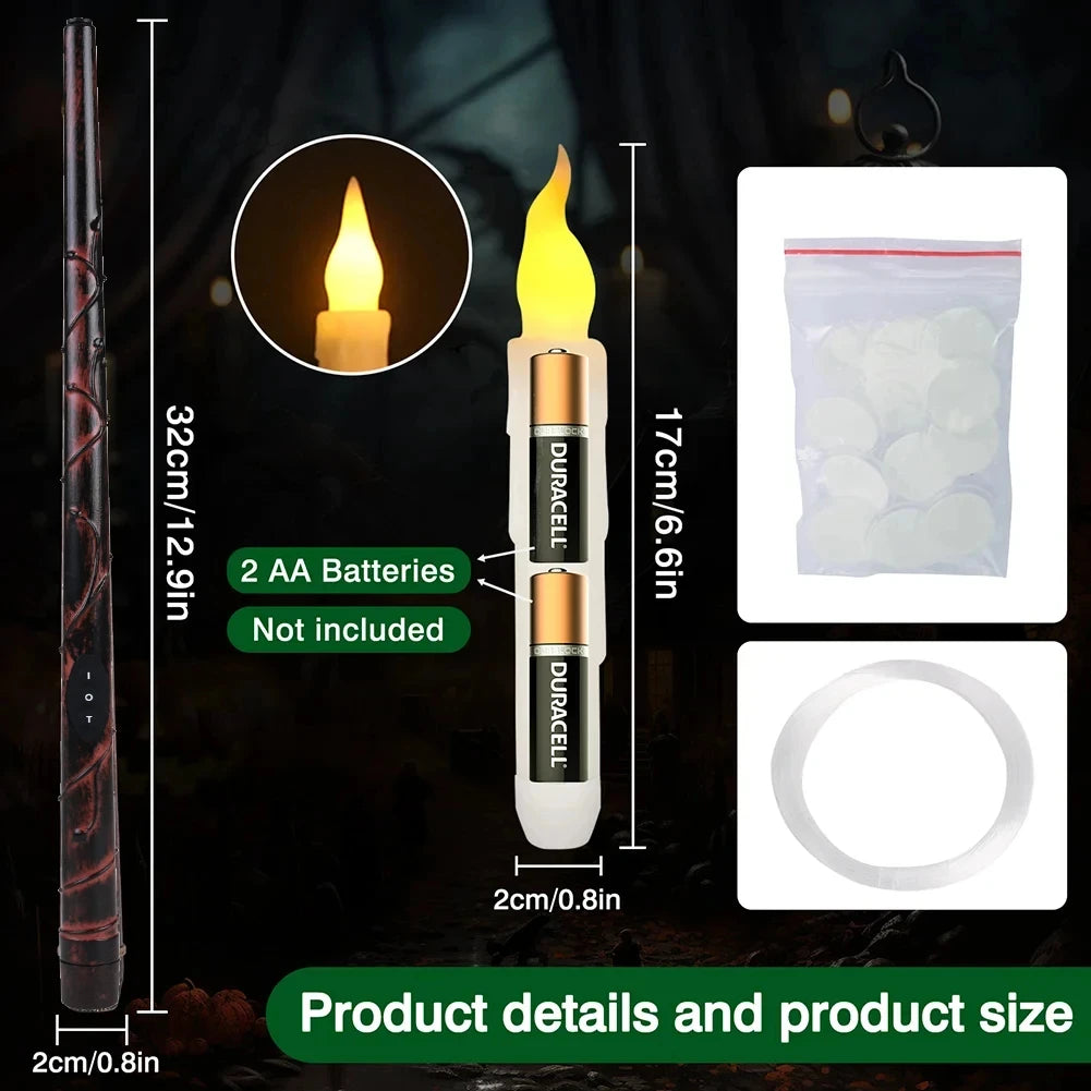12/48 Pcs LED Floating Candles with Magic Wand Remote Flameless Flying Candle Flickering Warm Light for Halloween Holiday Decor