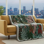 Boho Tropical Leaf Woven Throw Blanket