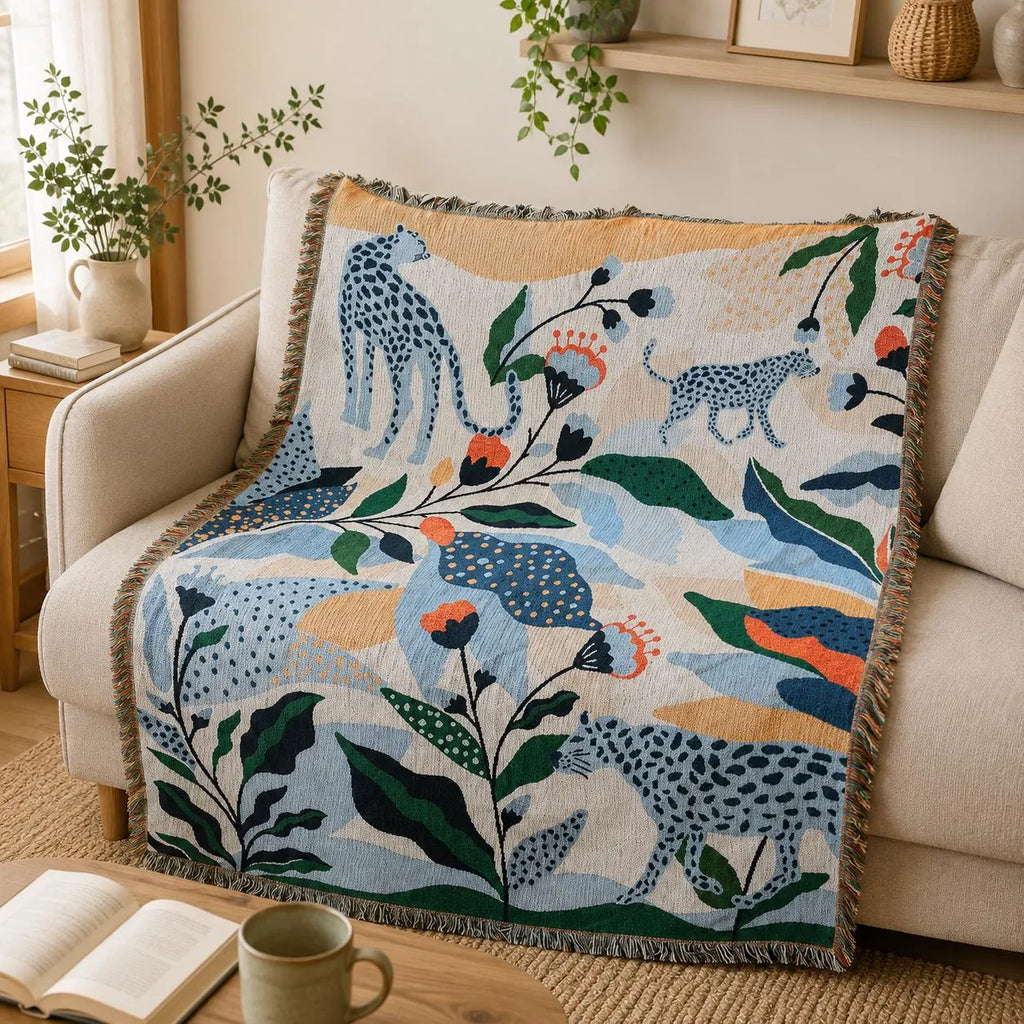 Boho Woven Leopard Lady Blanket