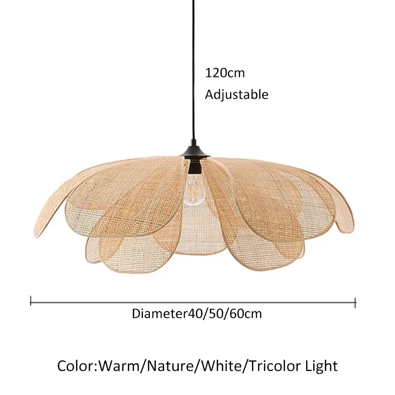 Rattan Woven Petal Pendant Lamp LED 3