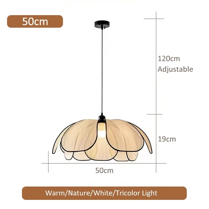 Rattan Woven Petal Pendant Lamp LED 3