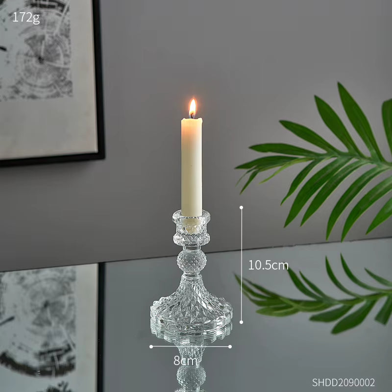 Novelty Glass Candles Holder Nordic Decor Candlestick Romantic Candle Stand Desk Accessories Wedding Centerpieces Ornament Gifts