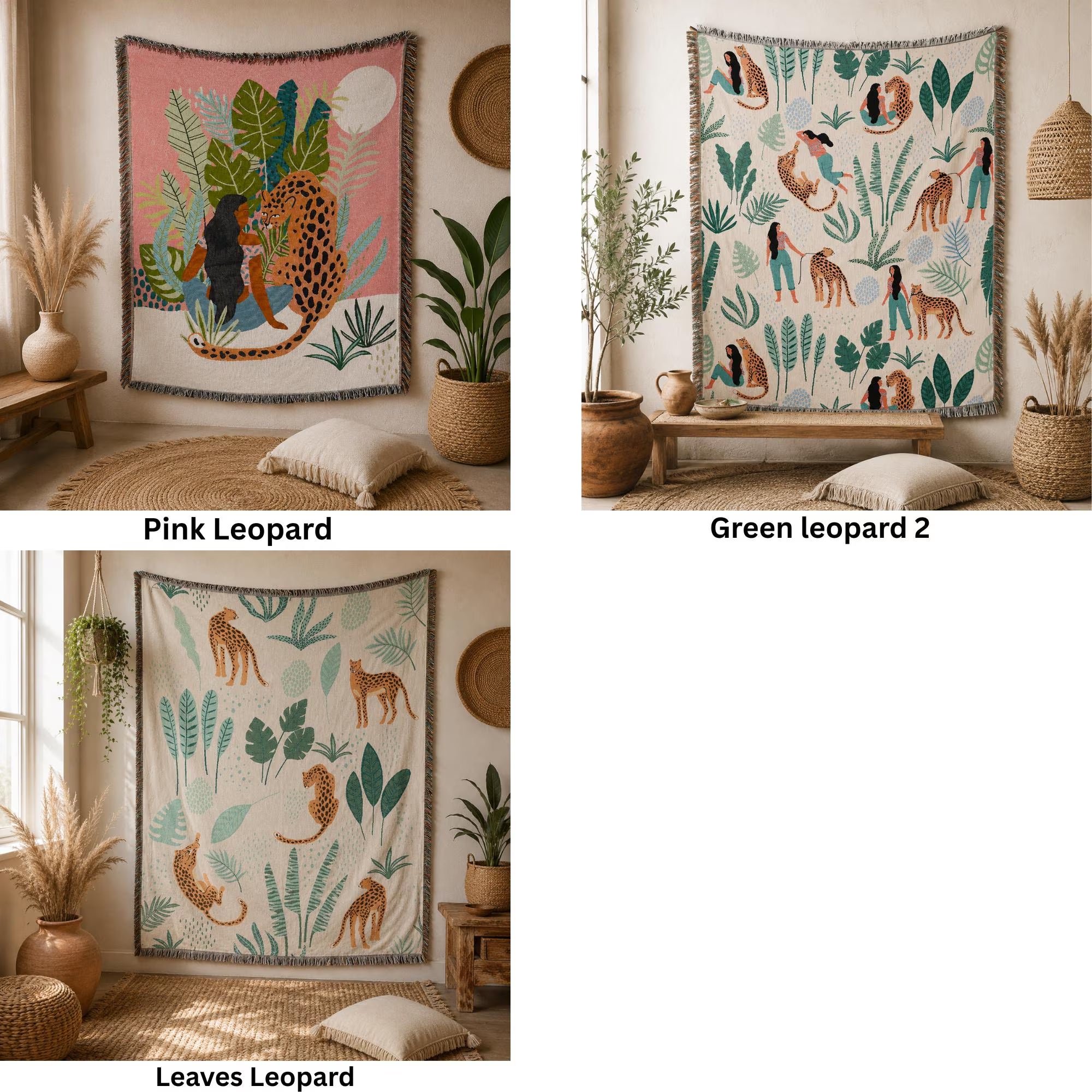 Boho Woven Leopard Lady Blanket