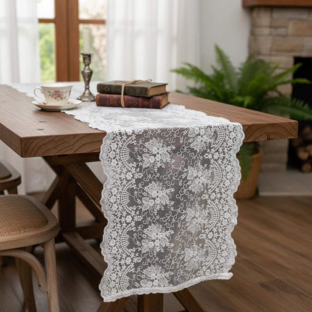 Boho Vintage Lace Table Runner