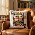 Creative Cartoon Big Eyes Embroidered Pillow, Game Theme Square Cushion, Soft Quirky Decorative Pillow for Bedroom Decor, Card Lover Gift