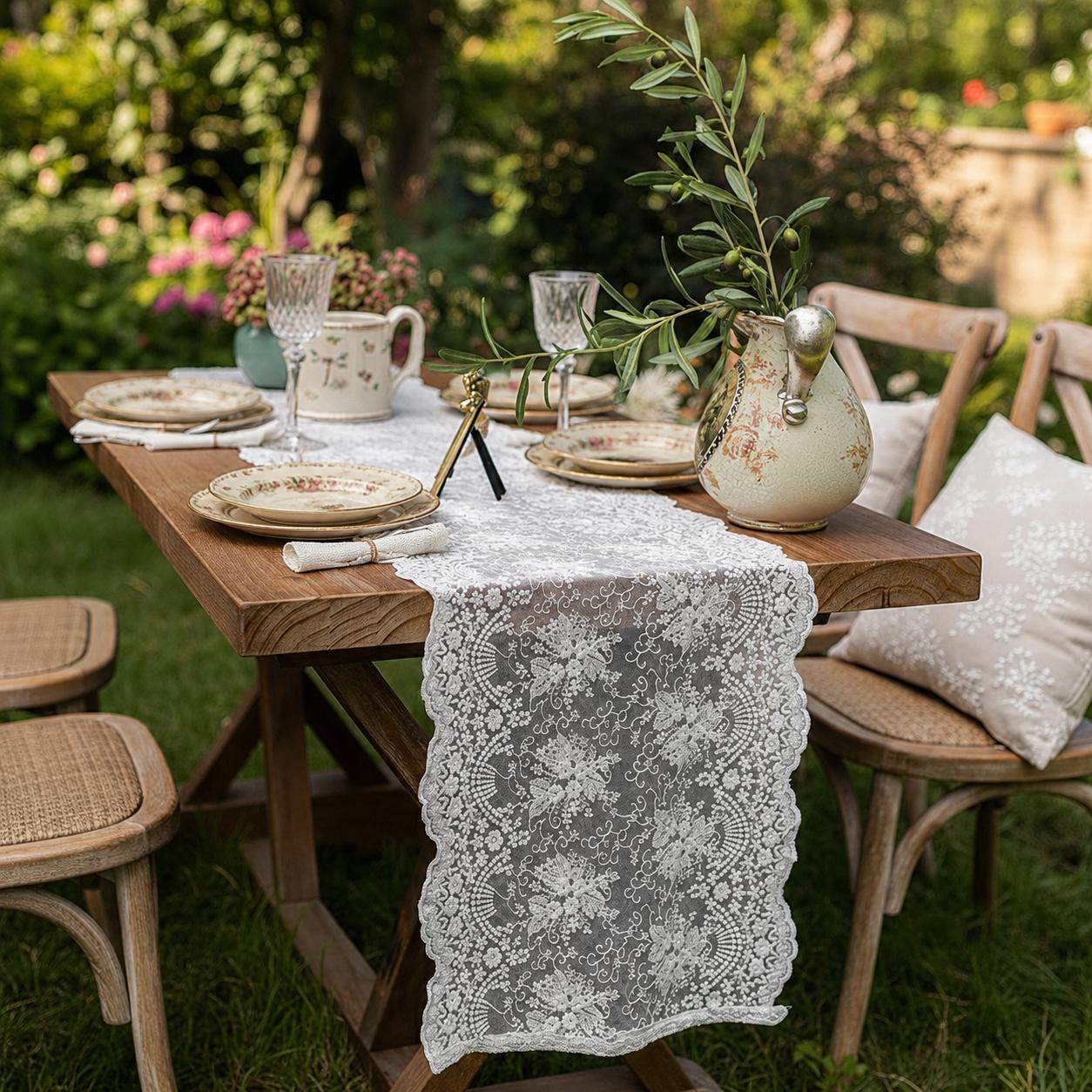 Boho Vintage Lace Table Runner