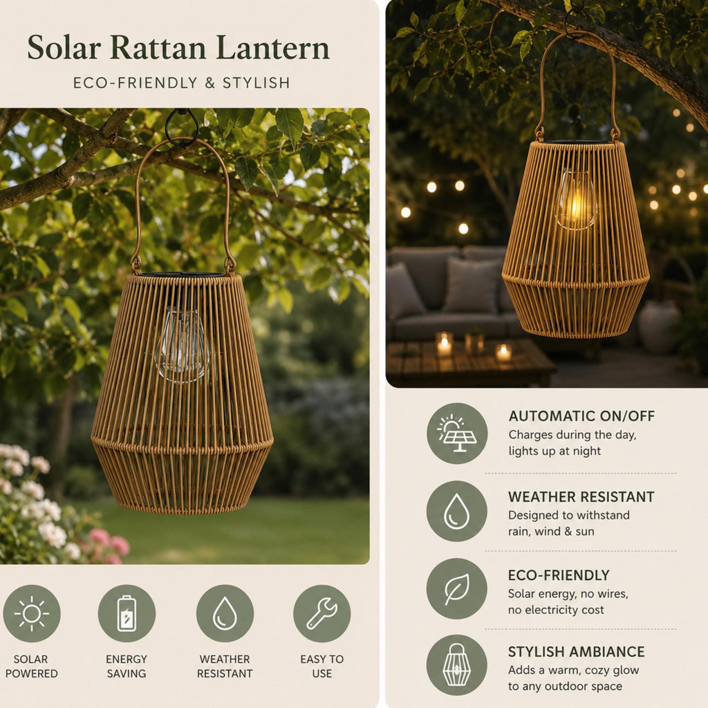 Boho Rattan Waterproof Garden Solar Light