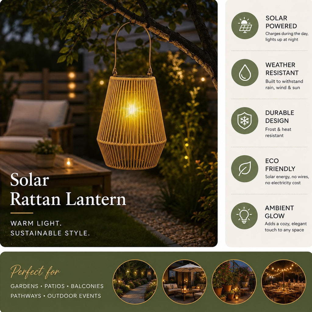 Boho Rattan Waterproof Garden Solar Light