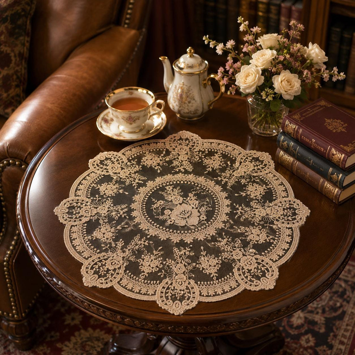Vintage Lace Placemats, round Embroidery Lace Table Cloth, Romantic Wedding Table Decor, Floral Doily Centerpiece