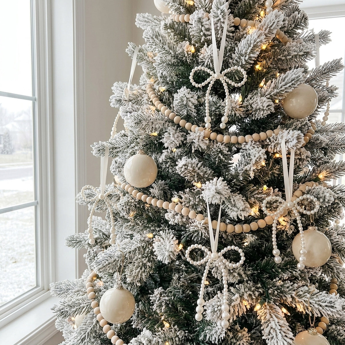 Faux Pearl Bow Christmas Ornaments