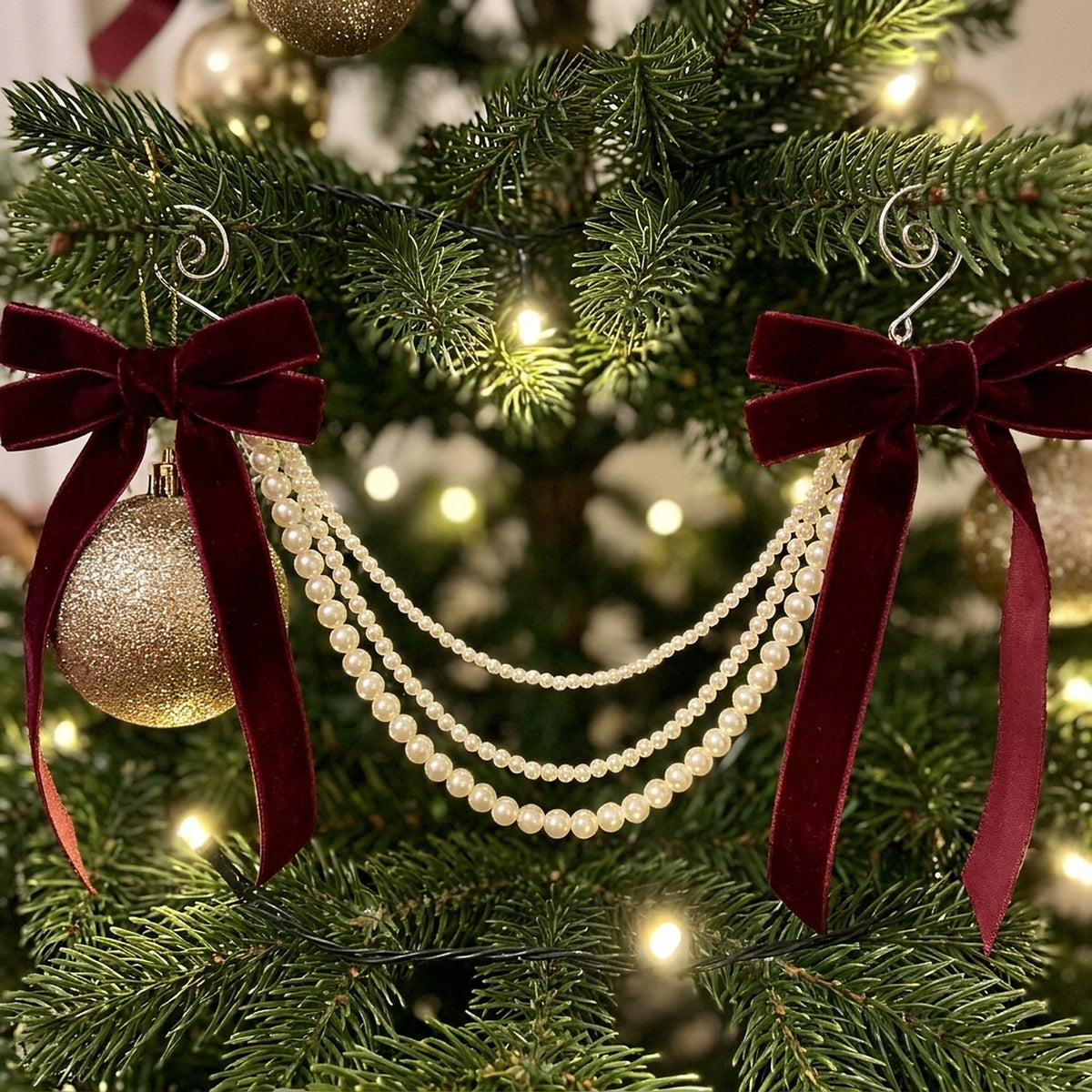 Pearl Christmas Garland with Hooks