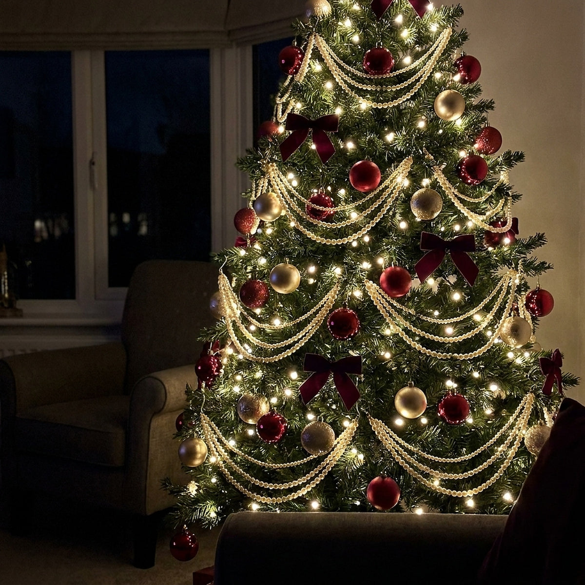 Pearl Christmas Garland with Hooks
