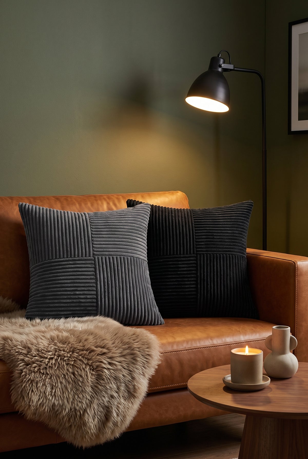 Rust Boho Corduroy Patchwork Pillow Covers