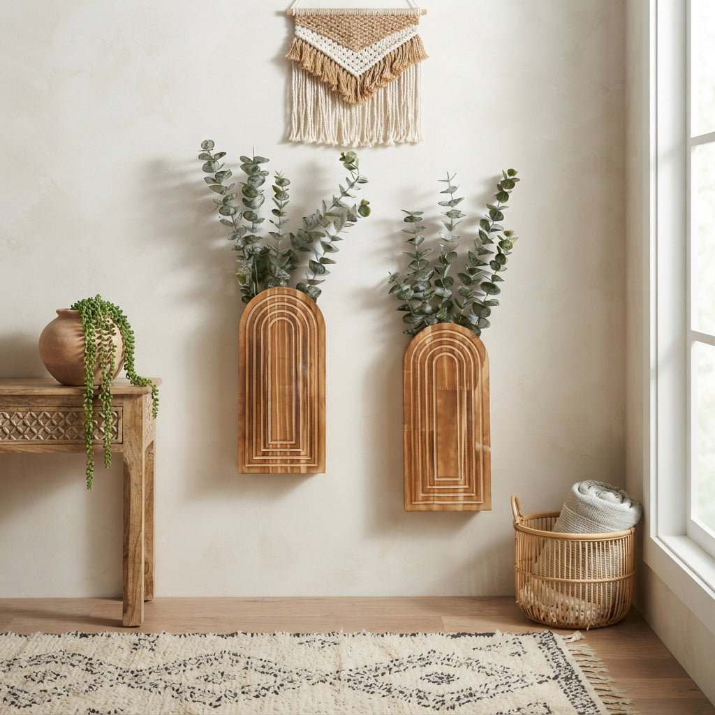 Boho Wooden Wall Vase