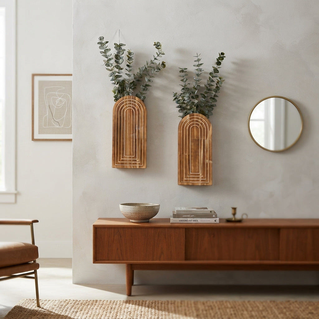 Boho Wooden Wall Vase